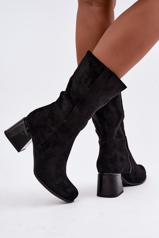 Insulated long boots from faux suede Klocke in black
