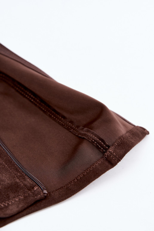 Classic knee-high boots made of faux suede Sergio Leone KZ205 chocolate