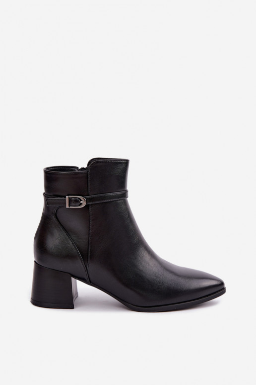 Warm black women's ankle boots with heels and buckles Sergio Leone BT-33