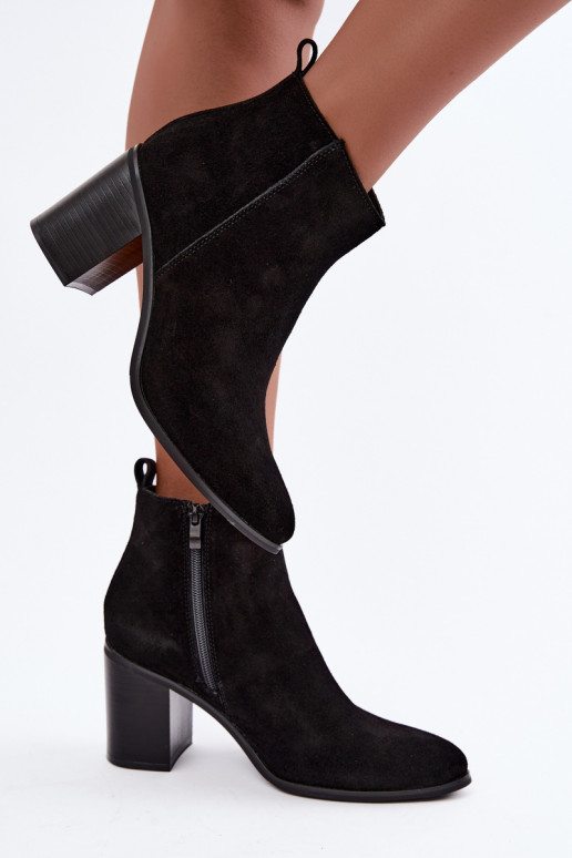 Black suede ankle boots with warm lining Sergio Leone BT-49-S