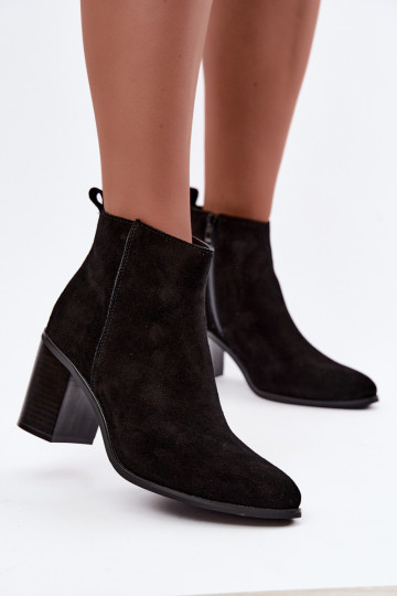 Black suede ankle boots with warm lining Sergio Leone BT-49-S 2