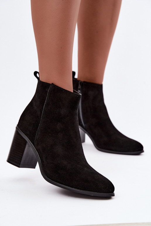 Black suede ankle boots with warm lining Sergio Leone BT-49-S
