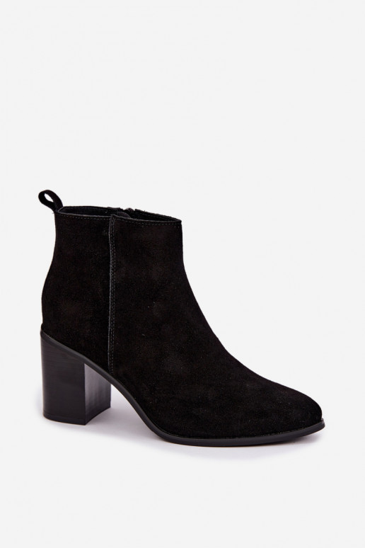 Black suede ankle boots with warm lining Sergio Leone BT-49-S