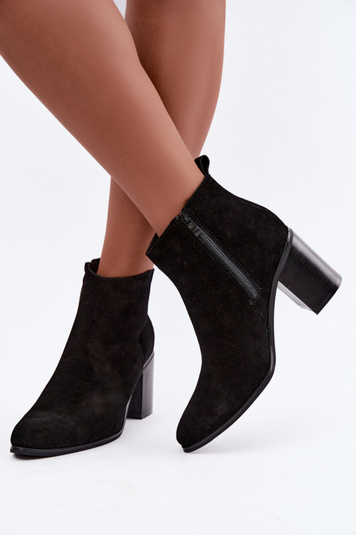 Black suede ankle boots with warm lining Sergio Leone BT-49-S