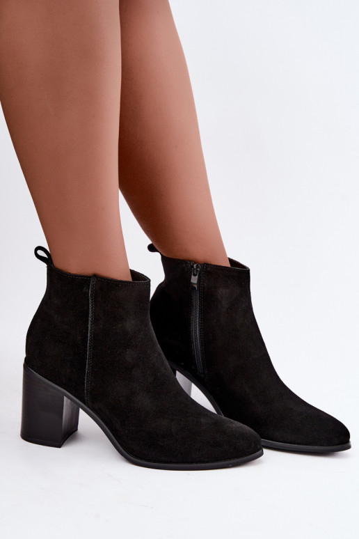 Black suede ankle boots with warm lining Sergio Leone BT-49-S