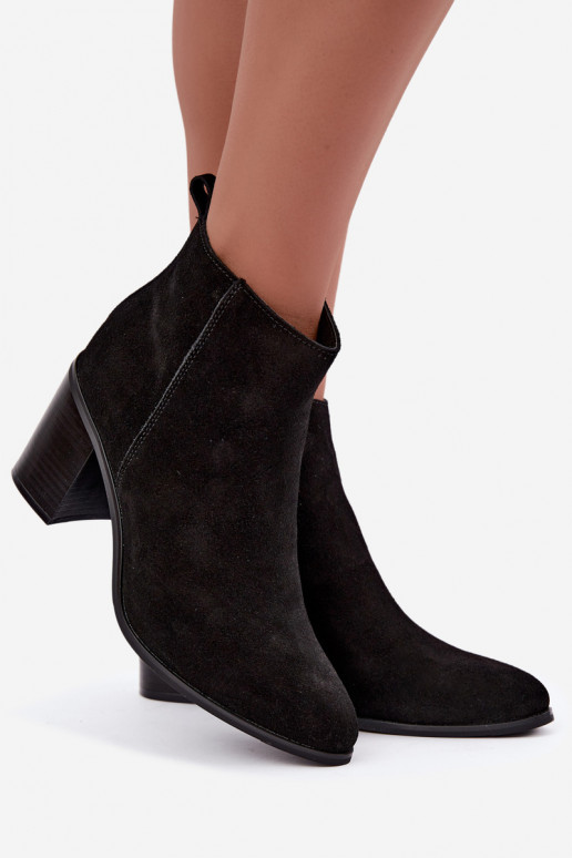 Black suede ankle boots with warm lining Sergio Leone BT-49-S
