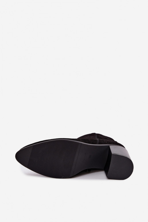 Black suede ankle boots with warm lining Sergio Leone BT-49-S