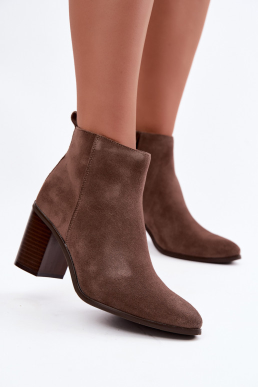 Clay-colored suede ankle boots with warm lining Sergio Leone BT-49-S