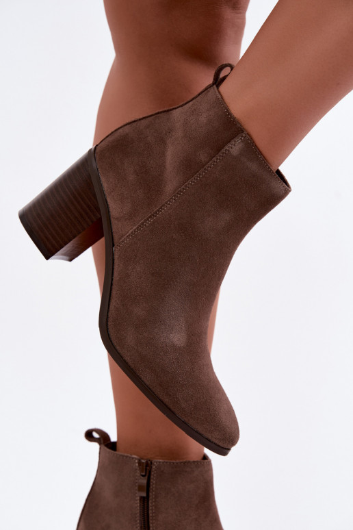Clay-colored suede ankle boots with warm lining Sergio Leone BT-49-S