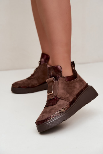 Brown suede boots with platform T.Sokolski KEN-J26-419