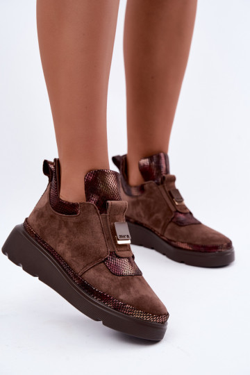 Brown suede boots with platform T.Sokolski KEN-J26-419 2