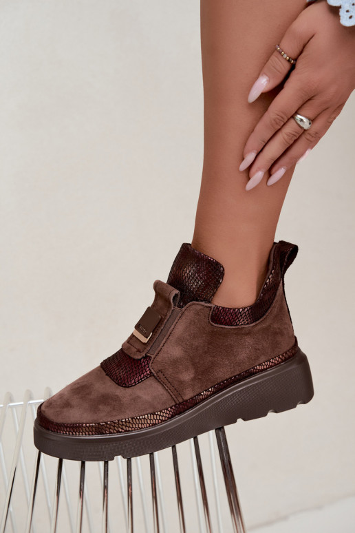 Brown suede boots with platform T.Sokolski KEN-J26-419