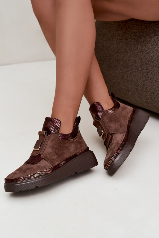Brown suede boots with platform T.Sokolski KEN-J26-419