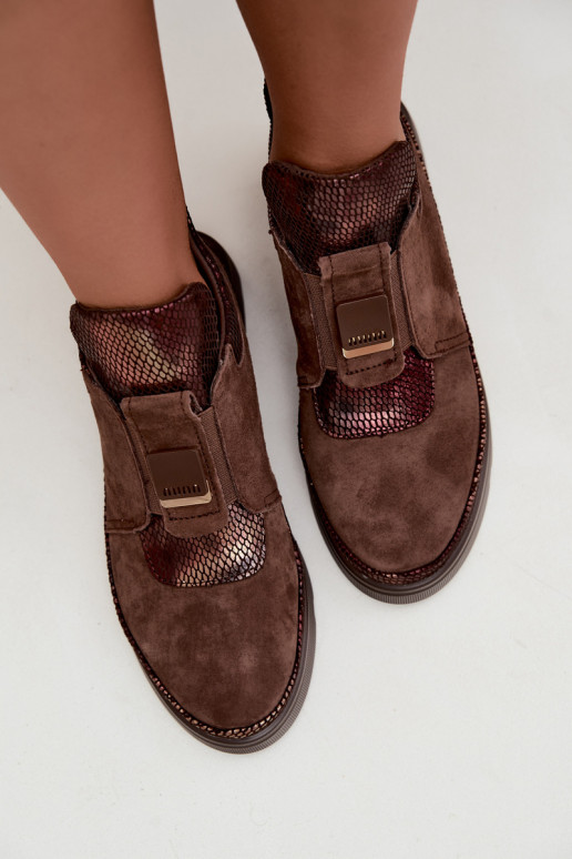 Brown suede boots with platform T.Sokolski KEN-J26-419