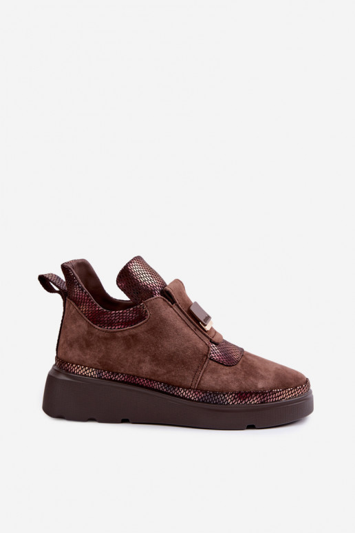 Brown suede boots with platform T.Sokolski KEN-J26-419