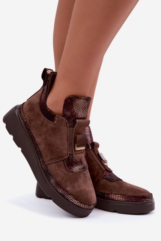 Brown suede boots with platform T.Sokolski KEN-J26-419