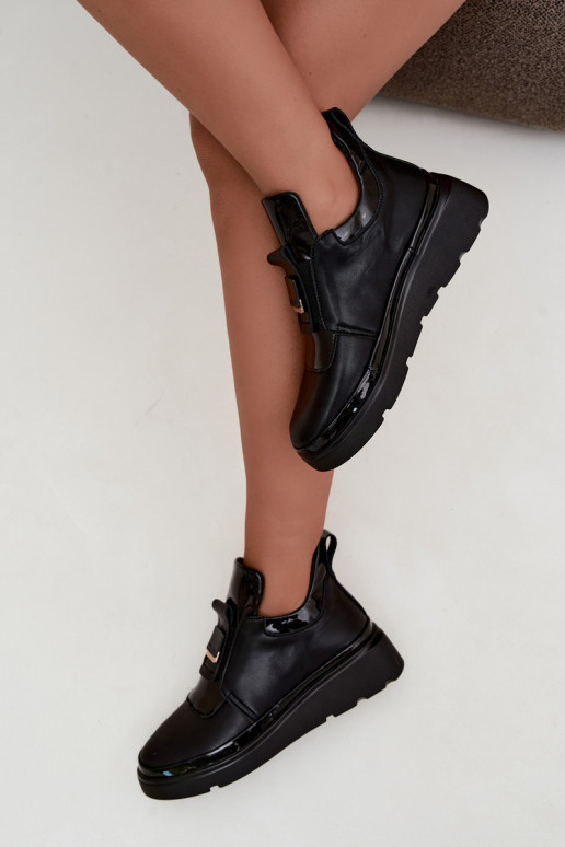 Black leather boots with platform T.Sokolski KEN-J26-419