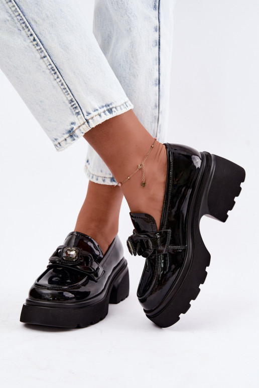 Black leather boots with patent effect and ornaments Artiker 55C1069