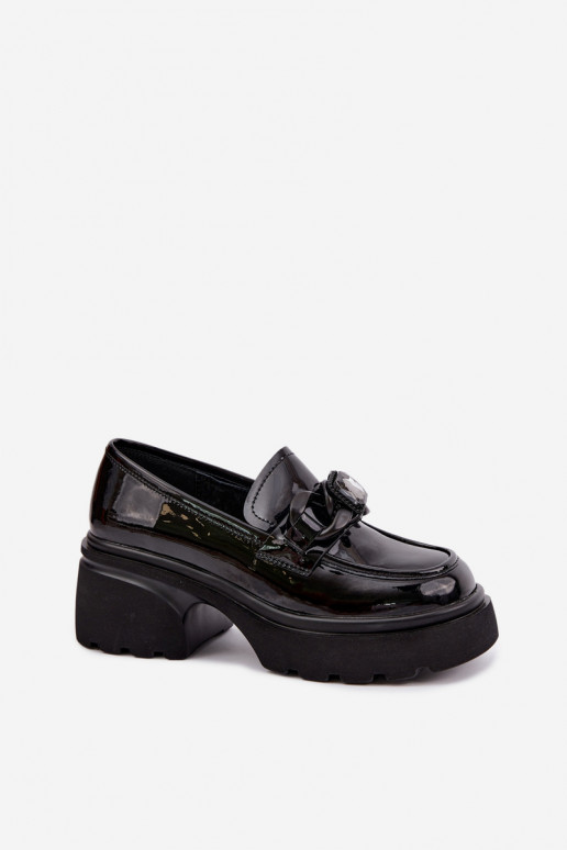 Black leather boots with patent effect and ornaments Artiker 55C1069