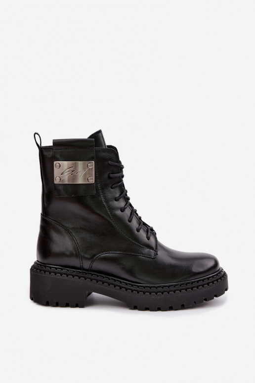 Women's warm ankle boots with decorative details Zazoo 60574 in black color