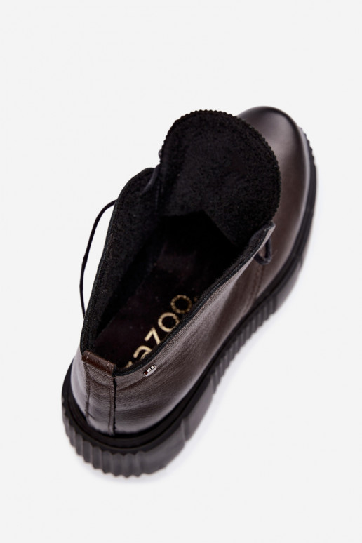 Women's warm platform shoes Zazoo 60588 in chocolate color