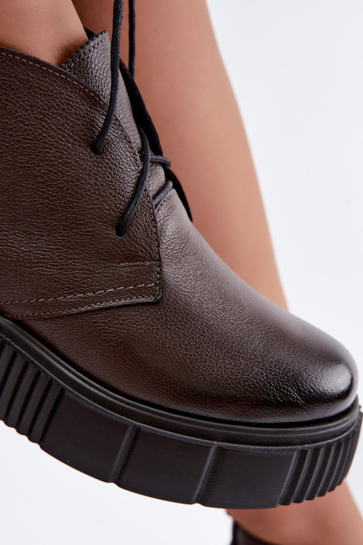 Women's warm platform shoes Zazoo 60588 in chocolate color