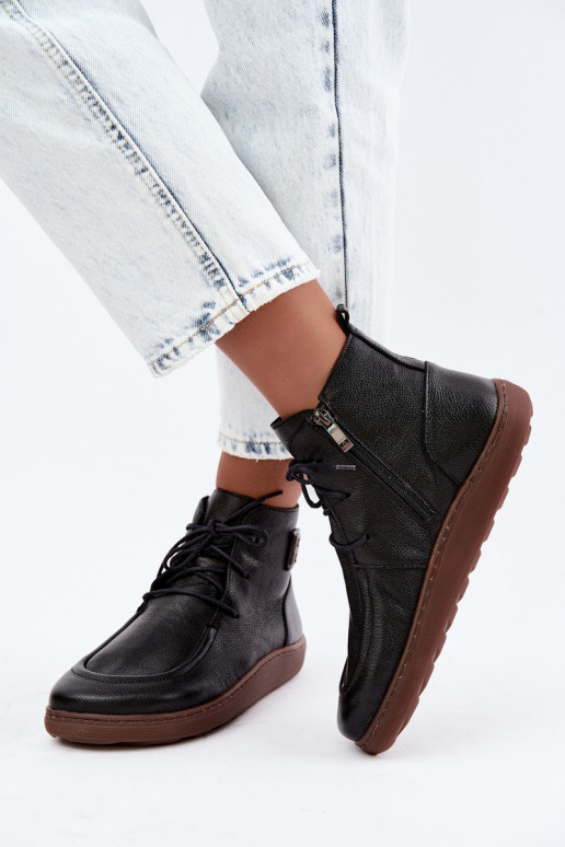 Women's warm Barefoot shoes Zazoo 3077 in black color
