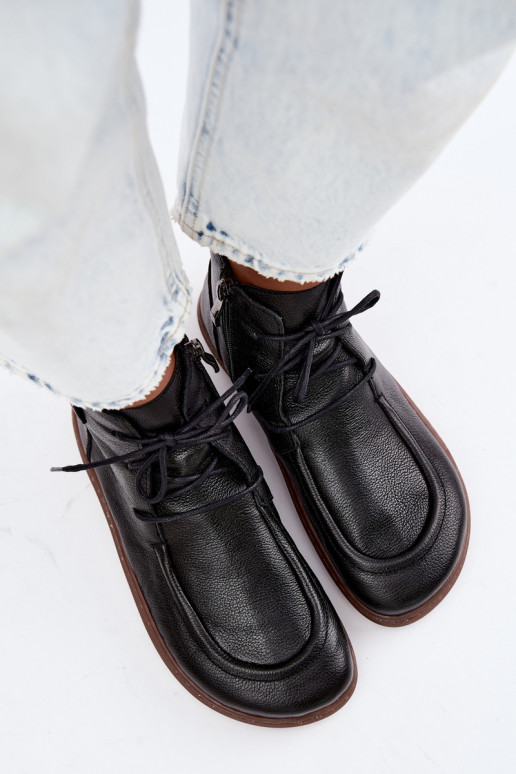 Damskie ocieplane buty Barefoot Zazoo 3077 w kolorze czarnym