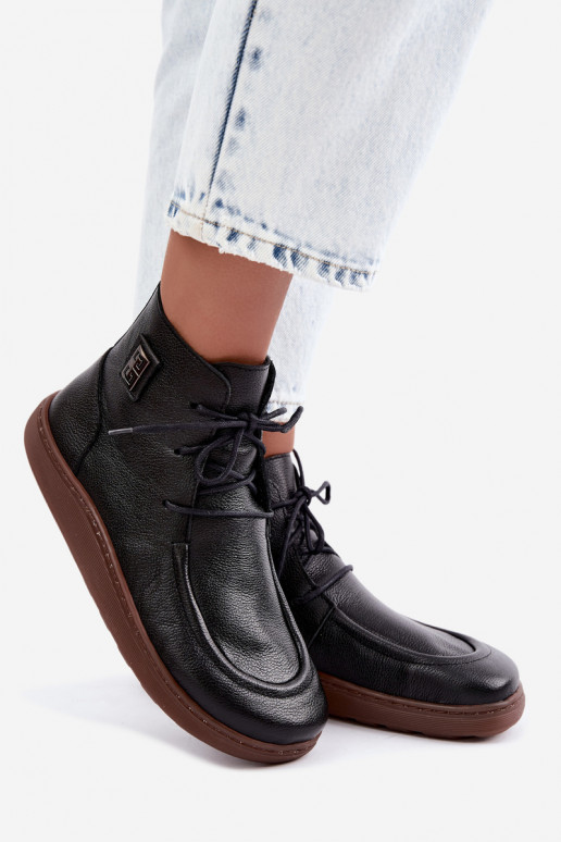 Damskie ocieplane buty Barefoot Zazoo 3077 w kolorze czarnym