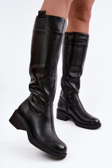 Women's Low Heel Insulated Sergio Leone KZ-22 Black Boots