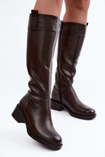 Women's Low Heel Insulated Sergio Leone KZ-22 Brown Boots