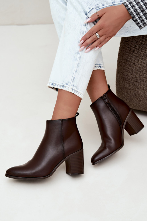 Women's warm ankle boots with insulation Sergio Leone BT-50-S in chocolate color