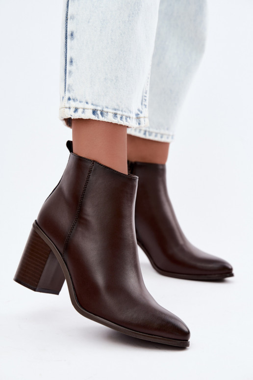 Women's warm ankle boots with insulation Sergio Leone BT-50-S in chocolate color