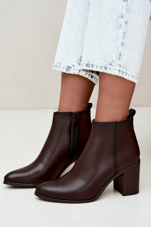 Women's warm ankle boots with insulation Sergio Leone BT-50-S in chocolate color