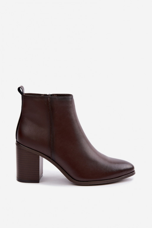 Women's warm ankle boots with insulation Sergio Leone BT-50-S in chocolate color