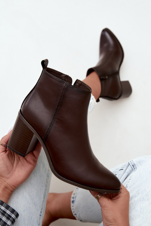 Women's warm ankle boots with insulation Sergio Leone BT-50-S in chocolate color