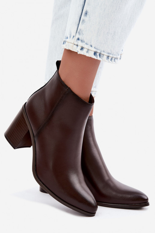 Women's warm ankle boots with insulation Sergio Leone BT-50-S in chocolate color