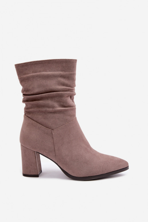 Women's warm ankle boots with curly upper Dalessia in clay color