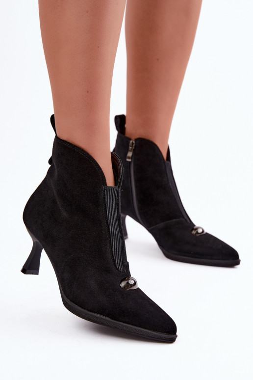 Faux suede women's shoes with heels T.Sokolski S2 Z26-281 in black color