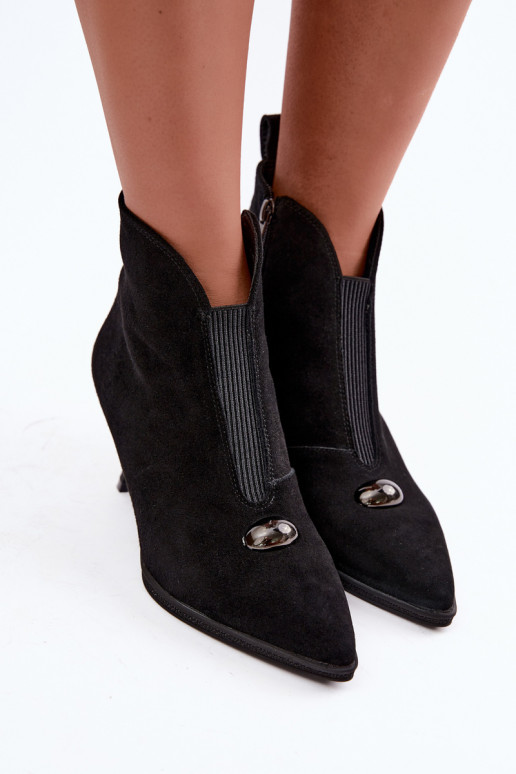 Faux suede women's shoes with heels T.Sokolski S2 Z26-281 in black color