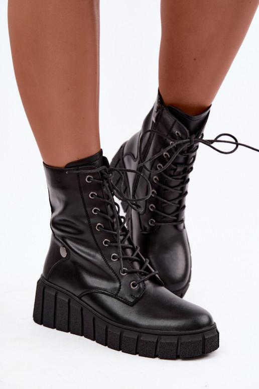Women's warm platform ankle boots T.Sokolski AN Z26-160 in black color