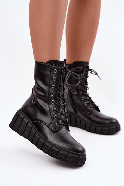 Women's warm platform ankle boots T.Sokolski AN Z26-160 in black color
