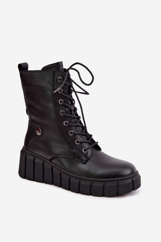 Women's warm platform ankle boots T.Sokolski AN Z26-160 in black color