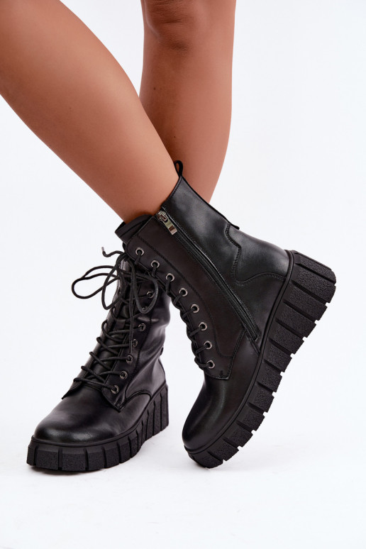 Women's warm platform ankle boots T.Sokolski AN Z26-160 in black color