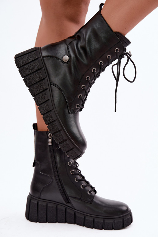 Women's warm platform ankle boots T.Sokolski AN Z26-160 in black color