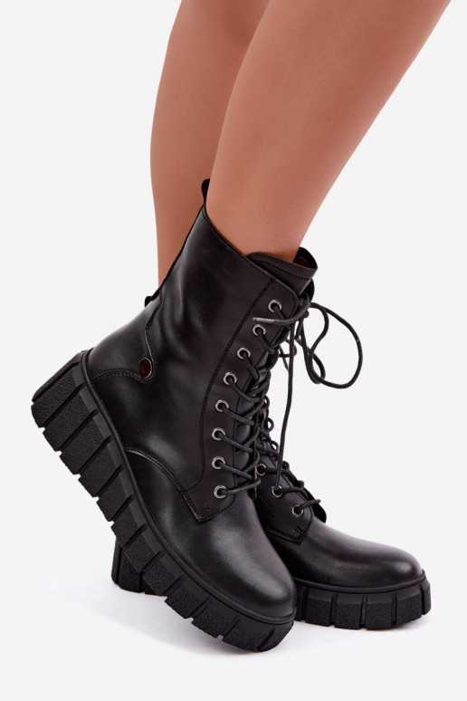 Women's warm platform ankle boots T.Sokolski AN Z26-160 in black color