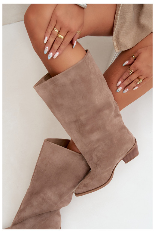 Sand-colored ankle boots with heels in faux suede Casella
