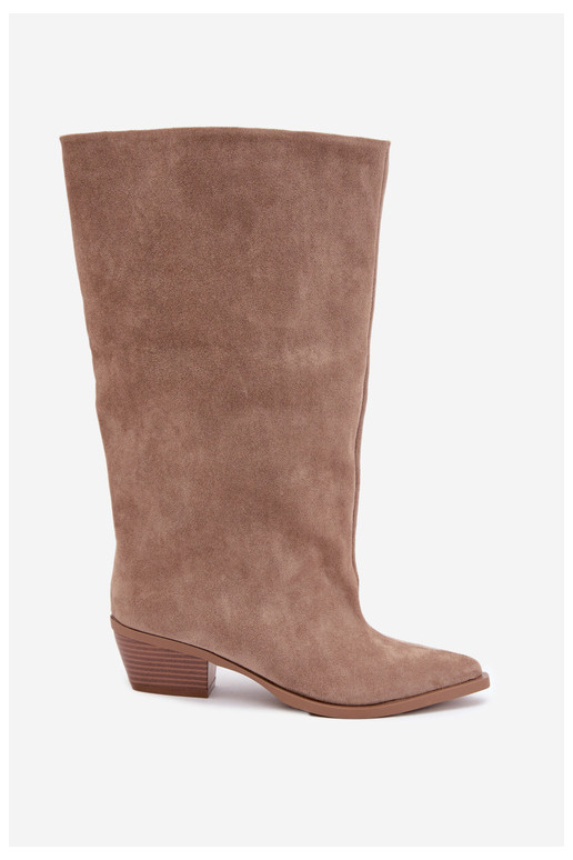 Sand-colored ankle boots with heels in faux suede Casella