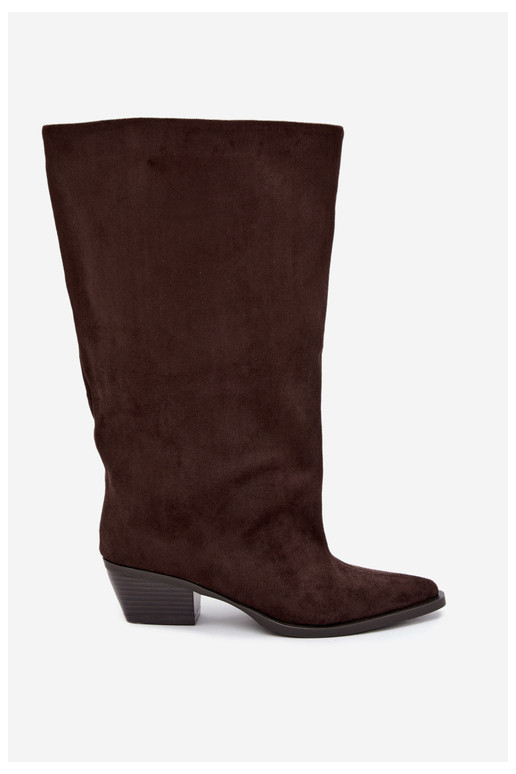 Ankle boots with heels in brown faux suede Casella