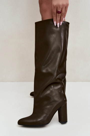 Khaki ankle boots with heels Emeline 2